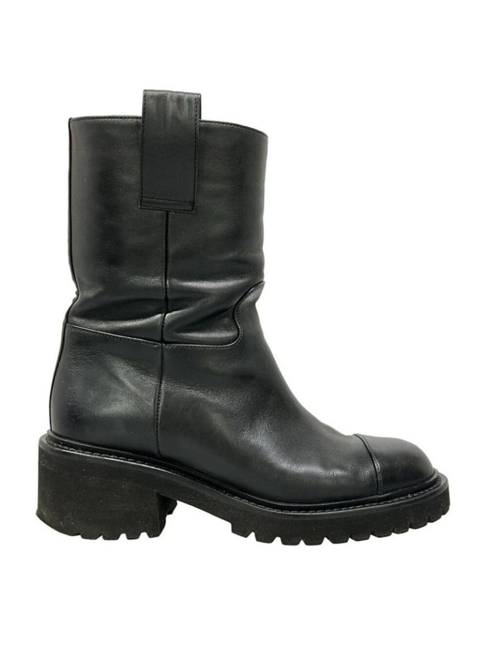 Chanel Short Boots 34.5 C Black CC Logo Leather - Picture 4 of 12